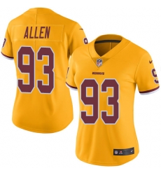 Nike Redskins #93 Jonathan Allen Gold Womens Stitched NFL Limited Rush Jersey