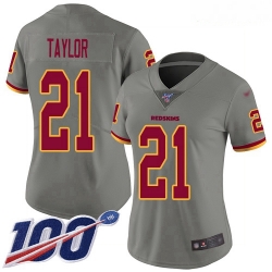 Redskins #21 Sean Taylor Gray Women Stitched Football Limited Inverted Legend 100th Season Jersey