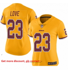Redskins 23 Bryce Love Gold Women Stitched Football Limited Rush Jersey