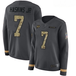 Redskins #7 Dwayne Haskins Jr Anthracite Salute to Service Women Stitched Football Limited Therma Long Sleeve Jersey