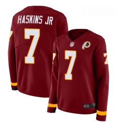 Redskins #7 Dwayne Haskins Jr Burgundy Red Team Color Women Stitched Football Limited Therma Long Sleeve Jersey