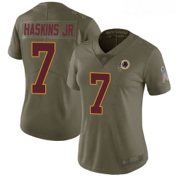 Redskins #7 Dwayne Haskins Jr Olive Women Stitched Football Limited 2017 Salute to Service Jersey