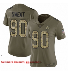 Redskins 90 Montez Sweat Olive Camo Women Stitched Football Limited 2017 Salute to Service Jersey