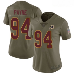 Redskins #94 Da 27Ron Payne Olive Women Stitched Football Limited 2017 Salute to Service Jersey