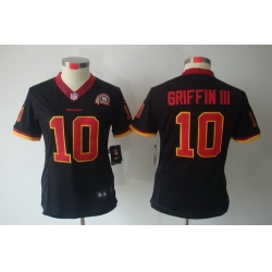 Women Nike Washington Redskins #10 Griffin III Black Color[NIKE LIMITED Jersey] 80TH Patch