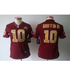 Women Nike Washington Redskins #10 Griffin III Red Color[NIKE LIMITED Jersey] 80TH Patch