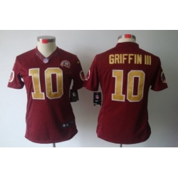 Women Nike Washington Redskins #10 Griffin III Red Color[NIKE LIMITED Jersey] 80TH Patch