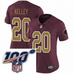 Womens Nike Washington Redskins 20 Rob Kelley Burgundy RedGold Number Alternate 80TH Anniversary Vapor Untouchable Limited Stitched 100th anniversary Neck 