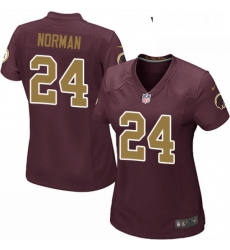 Womens Nike Washington Redskins 24 Josh Norman Game Burgundy RedGold Number Alternate 80TH Anniversary NFL Jersey