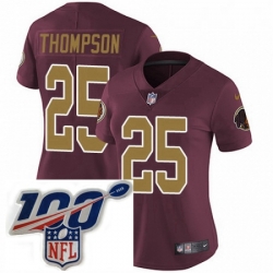 Womens Nike Washington Redskins 25 Chris Thompson Burgundy RedGold Number Alternate 80TH Anniversary Vapor Untouchable Limited Stitched 100th anniversary N