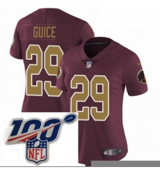 Womens Nike Washington Redskins 29 Derrius Guice Burgundy RedGold Number Alternate 80TH Anniversary Vapor Untouchable Limited Stitched 100th anniversary Ne