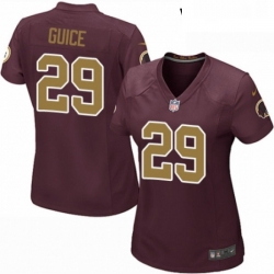 Womens Nike Washington Redskins 29 Derrius Guice Game Burgundy RedGold Number Alternate 80TH Anniversary NFL Jersey