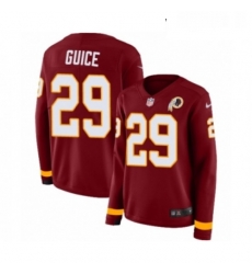 Womens Nike Washington Redskins 29 Derrius Guice Limited Burgundy Therma Long Sleeve NFL Jersey