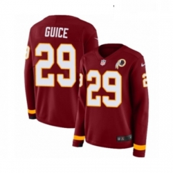 Womens Nike Washington Redskins 29 Derrius Guice Limited Burgundy Therma Long Sleeve NFL Jersey