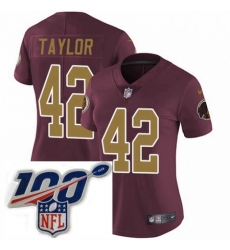 Womens Nike Washington Redskins 42 Charley Taylor Burgundy RedGold Number Alternate 80TH Anniversary Vapor Untouchable Limited Stitched 100th anniversary N