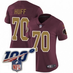 Womens Nike Washington Redskins 70 Sam Huff Burgundy RedGold Number Alternate 80TH Anniversary Vapor Untouchable Limited Stitched 100th anniversary Neck Pa