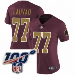 Womens Nike Washington Redskins 77 Shawn Lauvao Burgundy RedGold Number Alternate 80TH Anniversary Vapor Untouchable Limited Stitched 100th anniversary Nec