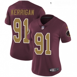 Womens Nike Washington Redskins 91 Ryan Kerrigan Elite Burgundy RedGold Number Alternate 80TH Anniversary NFL Jersey