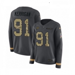 Womens Nike Washington Redskins 91 Ryan Kerrigan Limited Black Salute to Service Therma Long Sleeve NFL Jersey