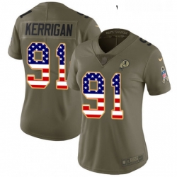 Womens Nike Washington Redskins 91 Ryan Kerrigan Limited OliveUSA Flag 2017 Salute to Service NFL Jersey