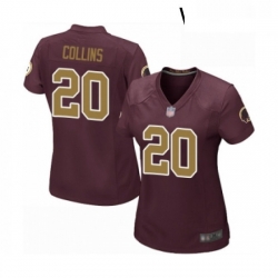 Womens Washington Redskins 20 Landon Collins Game Burgundy Red Gold Number Alternate 80TH Anniversary Football Jersey
