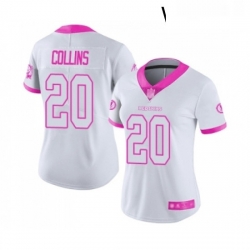 Womens Washington Redskins 20 Landon Collins Limited White Pink Rush Fashion Football Jersey