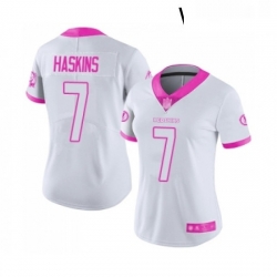 Womens Washington Redskins 7 Dwayne Haskins Limited White Pink Rush Fashion Football Jersey