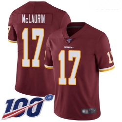 Redskins #17 Terry McLaurin Burgundy Red Team Color Youth Stitched Football 100th Season Vapor Limited Jersey