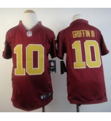 Youth Nike Washington Redskins #10 Robert Griffin III Red NFL Jerseys Gold Number