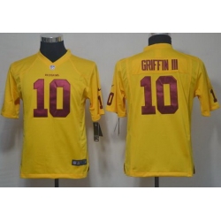 Youth Nike Washington Redskins 10# Robert Griffin III Yellow Nike NFL Jerseys