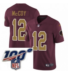 Youth Nike Washington Redskins 12 Colt McCoy Burgundy RedGold Number Alternate 80TH Anniversary Vapor Untouchable Limited Stitched 100th anniversary Neck P