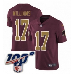 Youth Nike Washington Redskins 17 Doug Williams Burgundy RedGold Number Alternate 80TH Anniversary Vapor Untouchable Limited Stitched 100th anniversary Nec