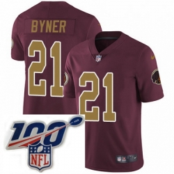 Youth Nike Washington Redskins 21 Earnest Byner Burgundy RedGold Number Alternate 80TH Anniversary Vapor Untouchable Limited Stitched 100th anniversary Nec
