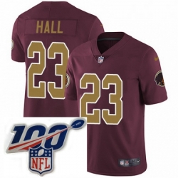 Youth Nike Washington Redskins 23 DeAngelo Hall Burgundy RedGold Number Alternate 80TH Anniversary Vapor Untouchable Limited Stitched 100th anniversary Nec