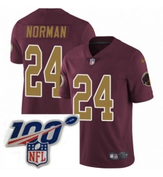 Youth Nike Washington Redskins 24 Josh Norman Burgundy RedGold Number Alternate 80TH Anniversary Vapor Untouchable Limited Stitched 100th anniversary Neck 