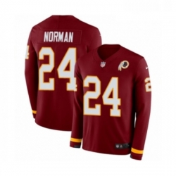 Youth Nike Washington Redskins 24 Josh Norman Limited Burgundy Therma Long Sleeve NFL Jersey