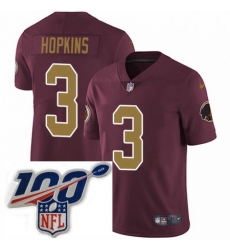 Youth Nike Washington Redskins 3 Dustin Hopkins Burgundy RedGold Number Alternate 80TH Anniversary Vapor Untouchable Limited Stitched 100th anniversary Nec