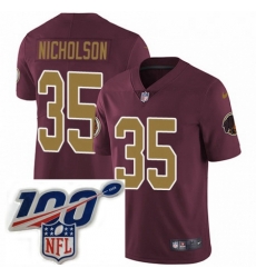 Youth Nike Washington Redskins 35 Montae Nicholson Burgundy RedGold Number Alternate 80TH Anniversary Vapor Untouchable Limited Stitched 100th anniversary 