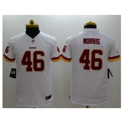 Youth Nike Washington Redskins #46 Alfred Morris White Stitched NFL Limited Jersey