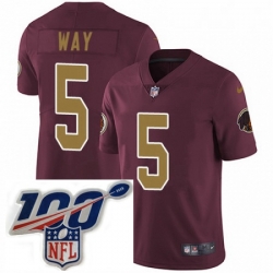Youth Nike Washington Redskins 5 Tress Way Burgundy RedGold Number Alternate 80TH Anniversary Vapor Untouchable Limited Stitched 100th anniversary Neck Pat