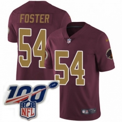 Youth Nike Washington Redskins 54 Mason Foster Burgundy RedGold Number Alternate 80TH Anniversary Vapor Untouchable Limited Stitched 100th anniversary Neck