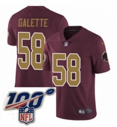 Youth Nike Washington Redskins 58 Junior Galette Burgundy RedGold Number Alternate 80TH Anniversary Vapor Untouchable Limited Stitched 100th anniversary Ne