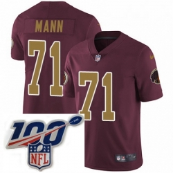Youth Nike Washington Redskins 71 Charles Mann Burgundy RedGold Number Alternate 80TH Anniversary Vapor Untouchable Limited Stitched 100th anniversary Neck
