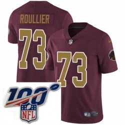 Youth Nike Washington Redskins 73 Chase Roullier Burgundy Red Gold Number Alternate 80TH Anniversary Vapor Untouchable Limited Stitched 100th anniversary N