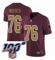 Youth Nike Washington Redskins 76 Morgan Moses Burgundy RedGold Number Alternate 80TH Anniversary Vapor Untouchable Limited Stitched 100th anniversary Neck