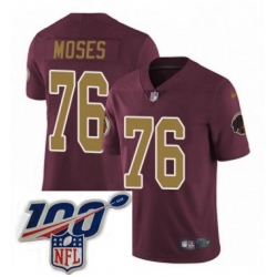 Youth Nike Washington Redskins 76 Morgan Moses Burgundy RedGold Number Alternate 80TH Anniversary Vapor Untouchable Limited Stitched 100th anniversary Neck