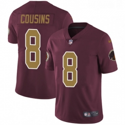Youth Nike Washington Redskins 8 Kirk Cousins Burgundy RedGold Number Alternate 80TH Anniversary Vapor Untouchable Limited Player NFL Jersey