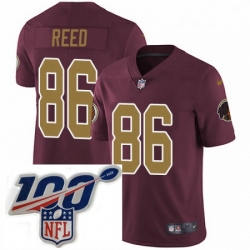 Youth Nike Washington Redskins 86 Jordan Reed Burgundy RedGold Number Alternate 80TH Anniversary Vapor Untouchable Limited Stitched 100th anniversary Neck 