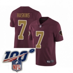 Youth Washington Redskins 7 Dwayne Haskins Burgundy Red Gold Number Alternate 80TH Anniversary Vapor Untouchable Limited Stitched 100th anniversary Neck Pa