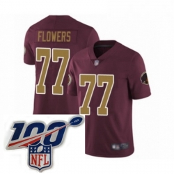 Youth Washington Redskins 77 Ereck Flowers Burgundy Red Gold Number Alternate 80TH Anniversary Vapor Untouchable Limited Stitched 100th anniversary Neck Pa